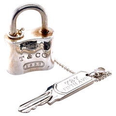 Tiffany & Co. Sterling Silver 1837 Padlock Key Chain 52.54g