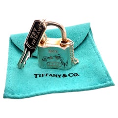 Tiffany & Co. Sterling Silver 1837 Padlock Key Chain 52.5g