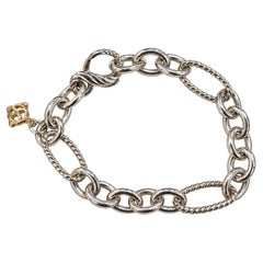 David Yurman Sterling Silver and 18K Gold Oval Link Bracelet