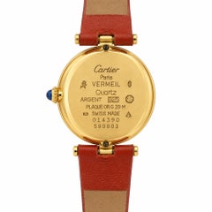 Cartier Must de Vendôme Vermeil Quarzuhr mit schwarzem Zifferblatt, 30 mm