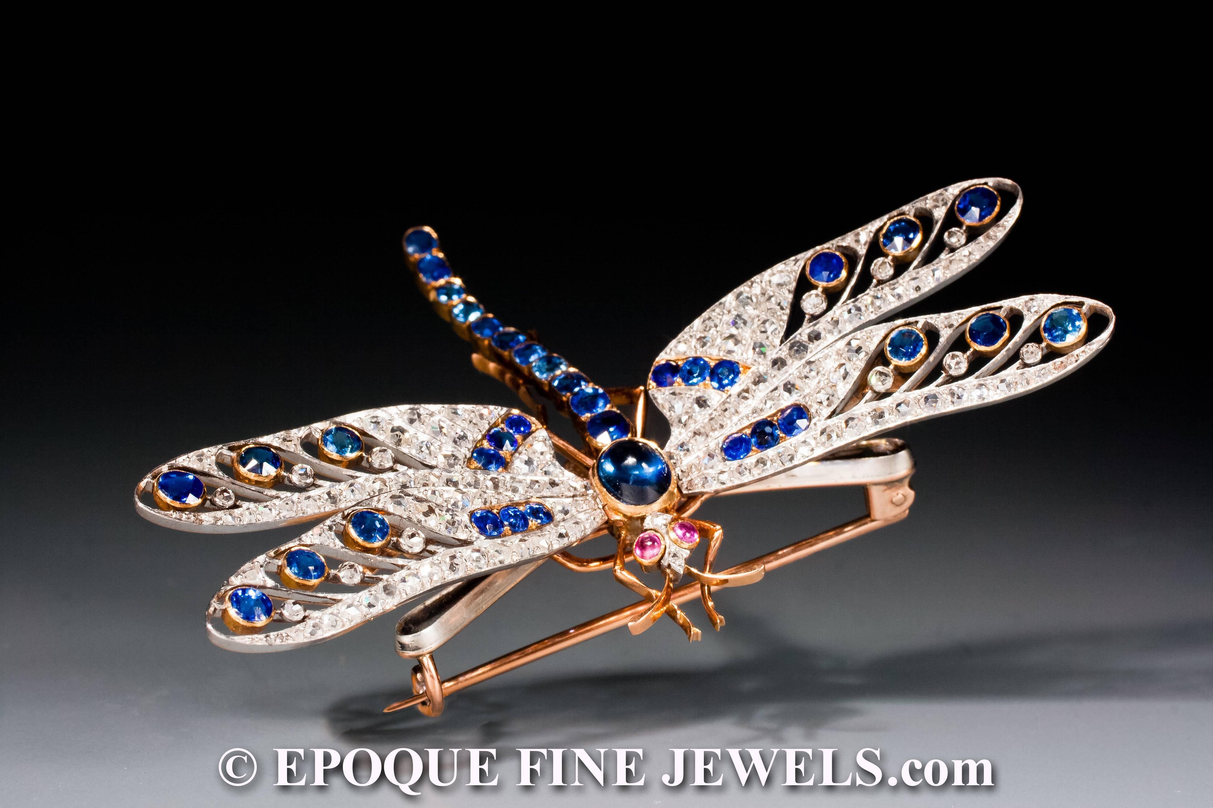 Women's or Men's Joseph Nivelon Magnificent Antique En Tremblant Dragonfly Brooch  For Sale