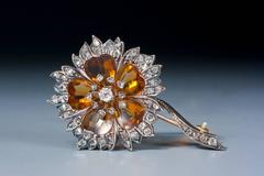 Charming Victorian citrine and diamond flower head brooch