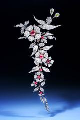 Spectacular 19th Century Ruby Diamond Branch Brooch