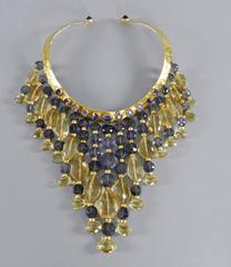 Eileen Coyne Tourmaline Hammered Gold Fringe Necklace