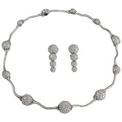 Angela Cummings Diamond Platinum Necklace and Earrings Set