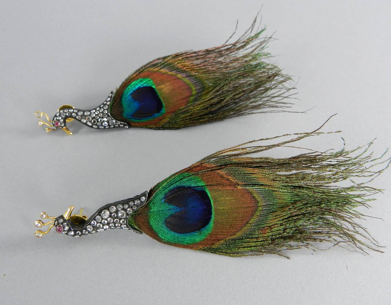 Lotus Arts de Vivre Ruby Diamond Gold Peacock Earrings