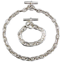Hermes Chaine d'Ancre Sterling silver Necklace and Bracelet