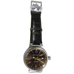 Louis Vuitton Stainless Steel Automatic Tambour Wristwatch