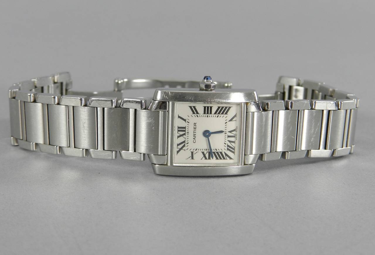 Cartier Lady's Stainless Steel Tank Francaise wristwatch ref 2334 In Excellent Condition In Toronto, Ontario