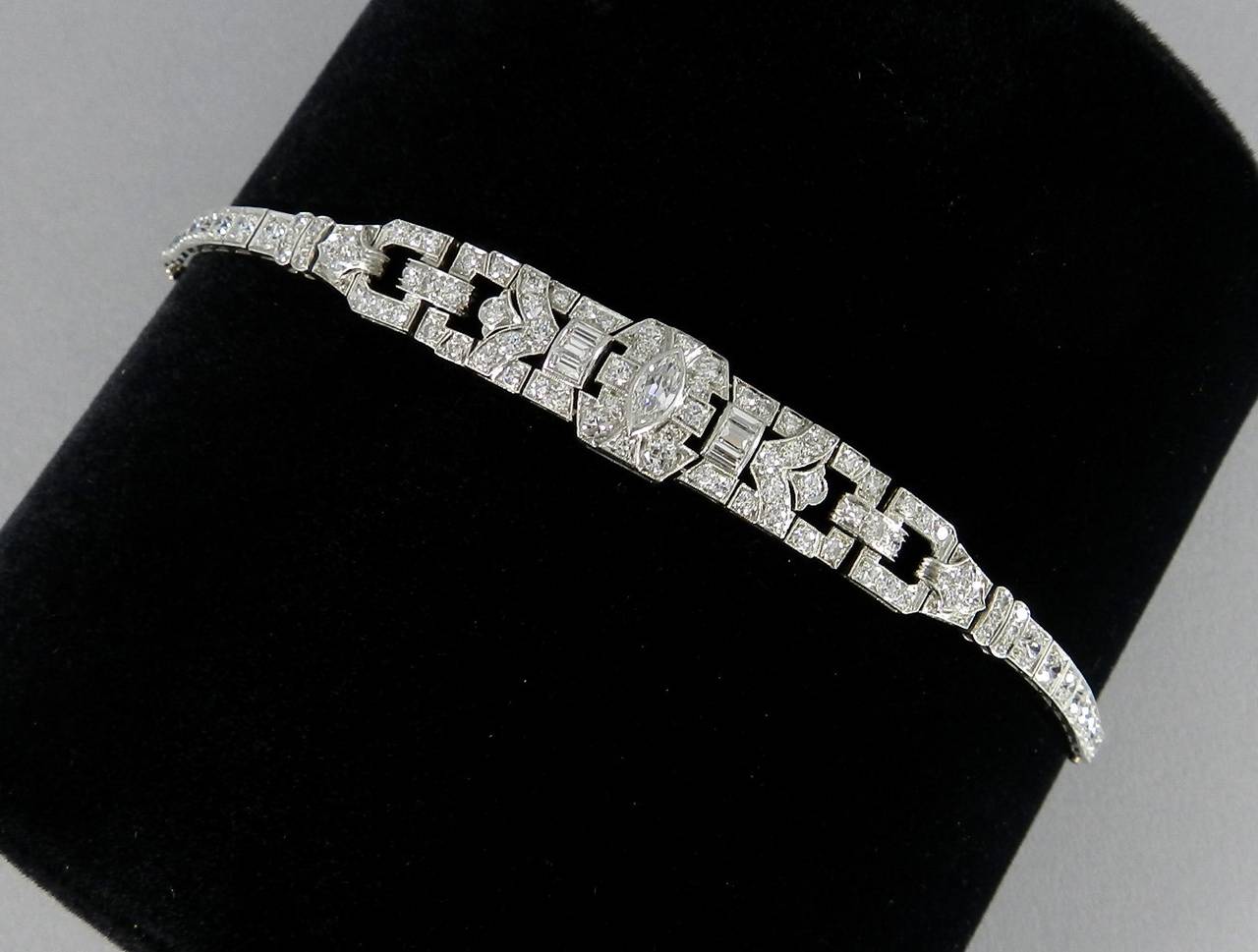 Women's Art Deco Diamond Platinum link Bracelet
