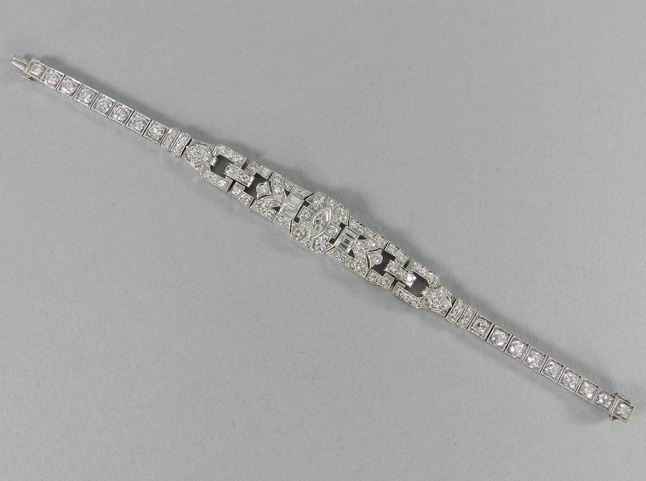 Art Deco Diamond Platinum link Bracelet 1