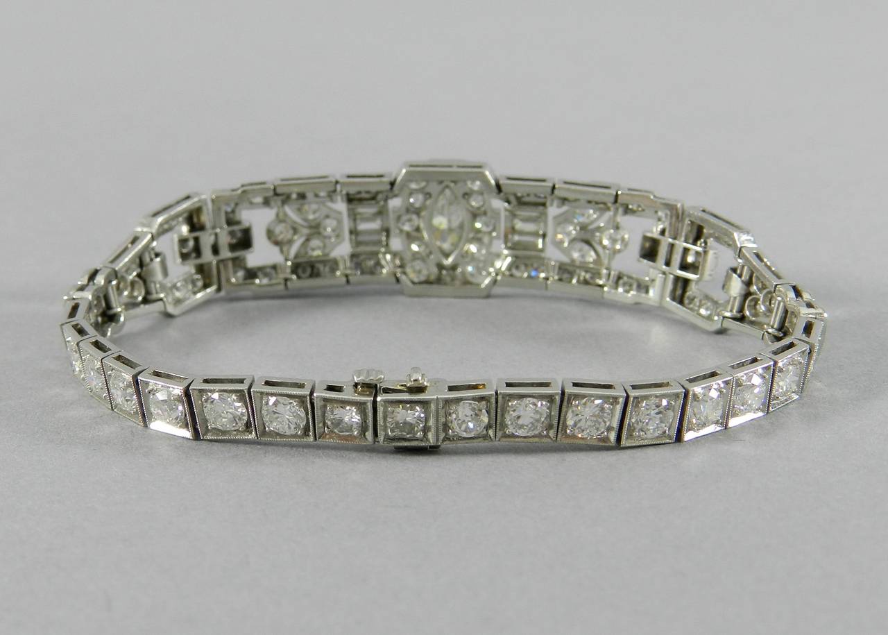 Art Deco Diamond Platinum link Bracelet 2
