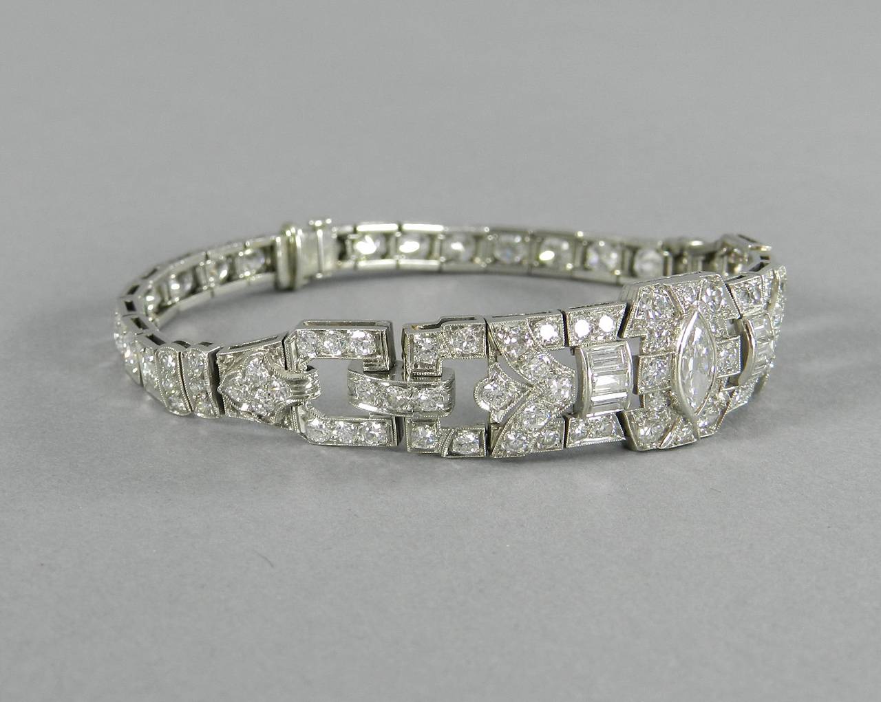 Art Deco Diamond Platinum link Bracelet 3