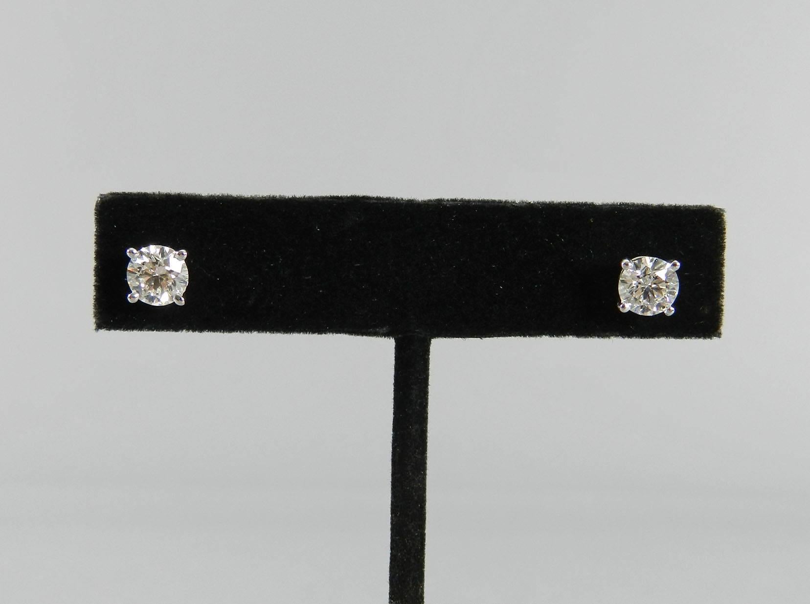 Tiffany & Co. Diamond Platinum Solitaire Stud Earrings 4
