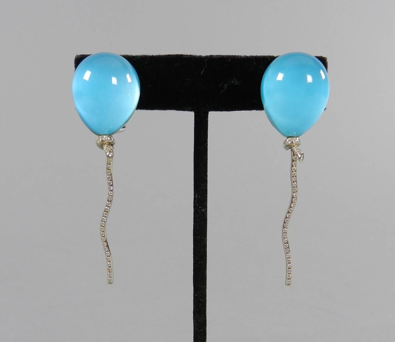 Vhernier Rock Crystal Diamond Gold Abalone Balloon Earrings 1