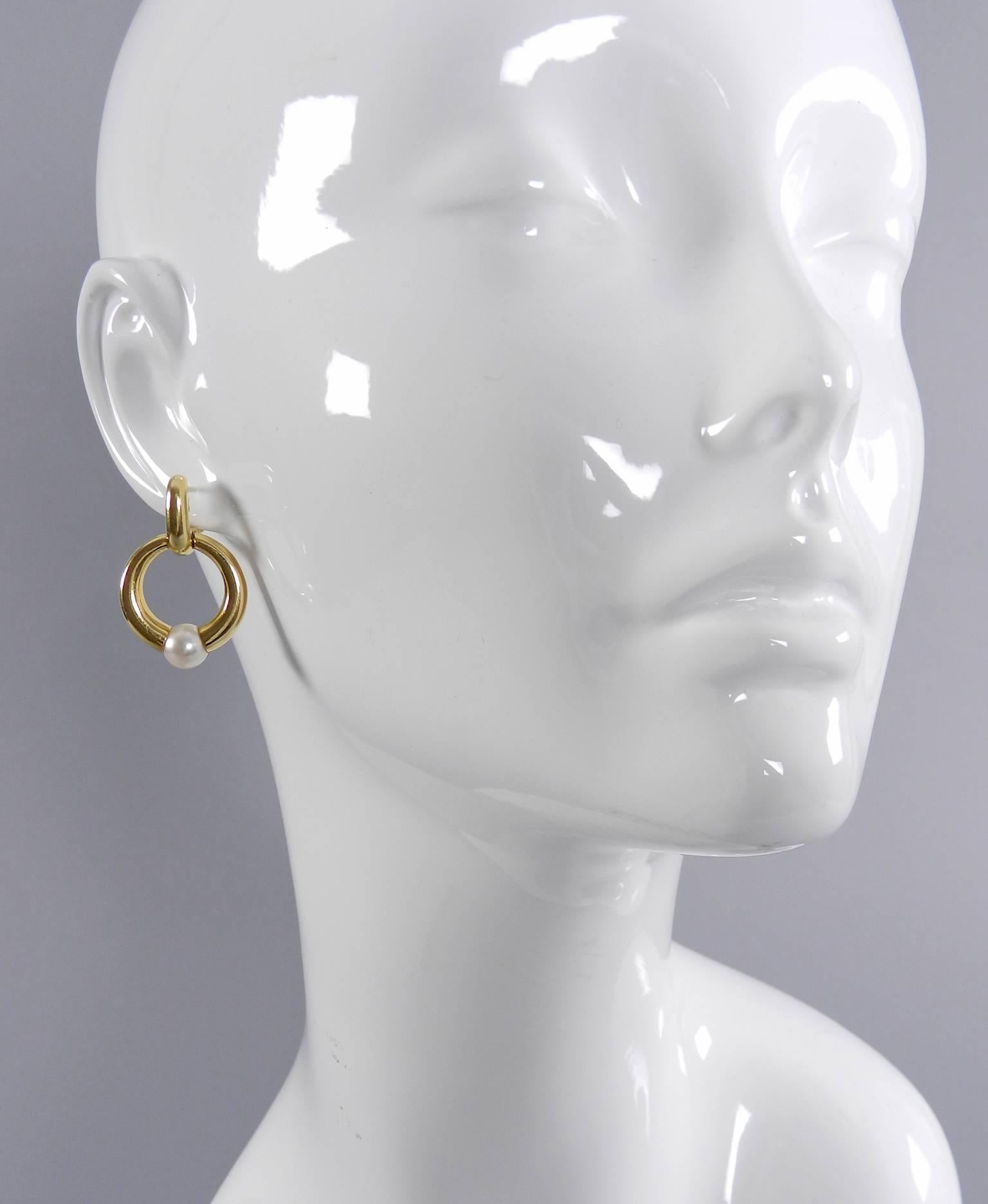 Women's 1994 Cartier Pearl Gold Earrings 