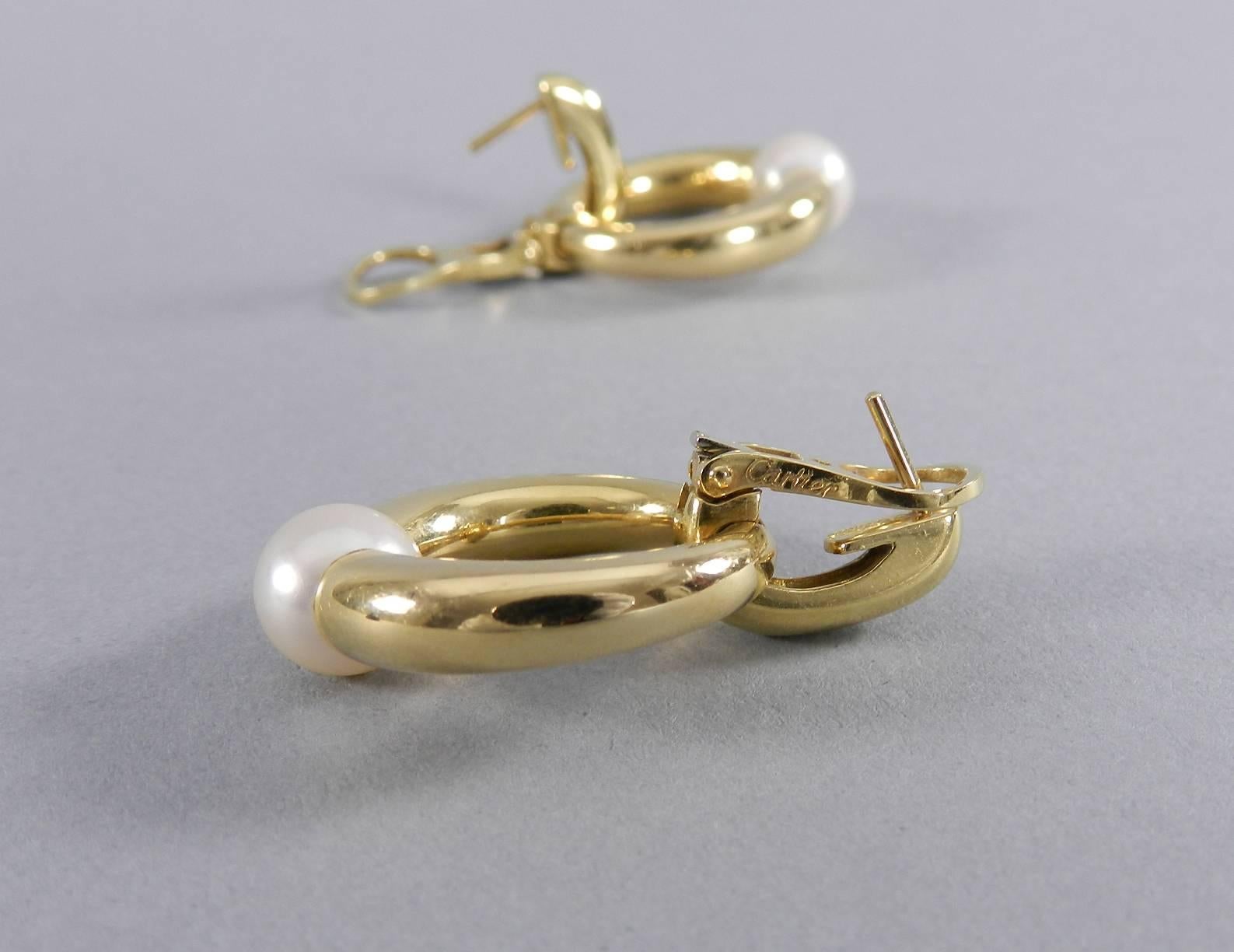 1994 Cartier Pearl Gold Earrings  1