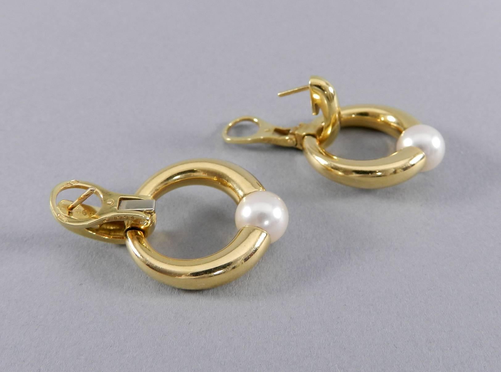 1994 Cartier Pearl Gold Earrings  2