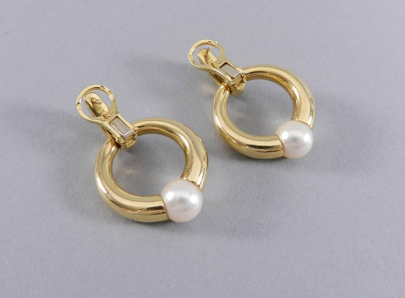 1994 Cartier Pearl Gold Earrings  3