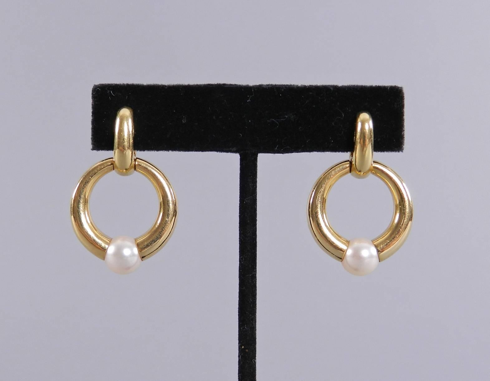 1994 Cartier Pearl Gold Earrings  4