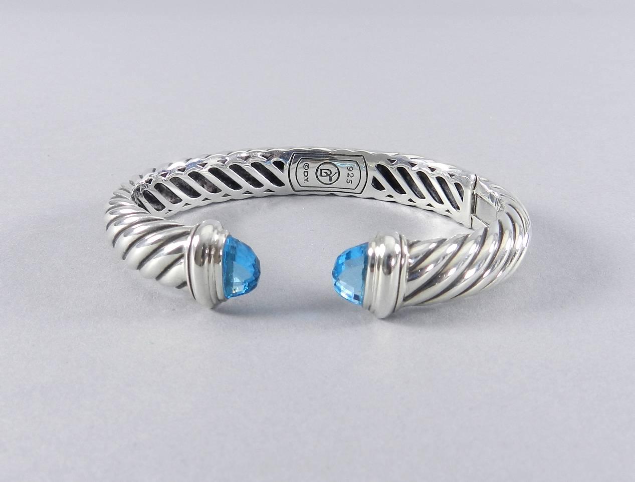 David Yurman Waverly Blue Topaz Sterling Silver Cuff Bracelet 1