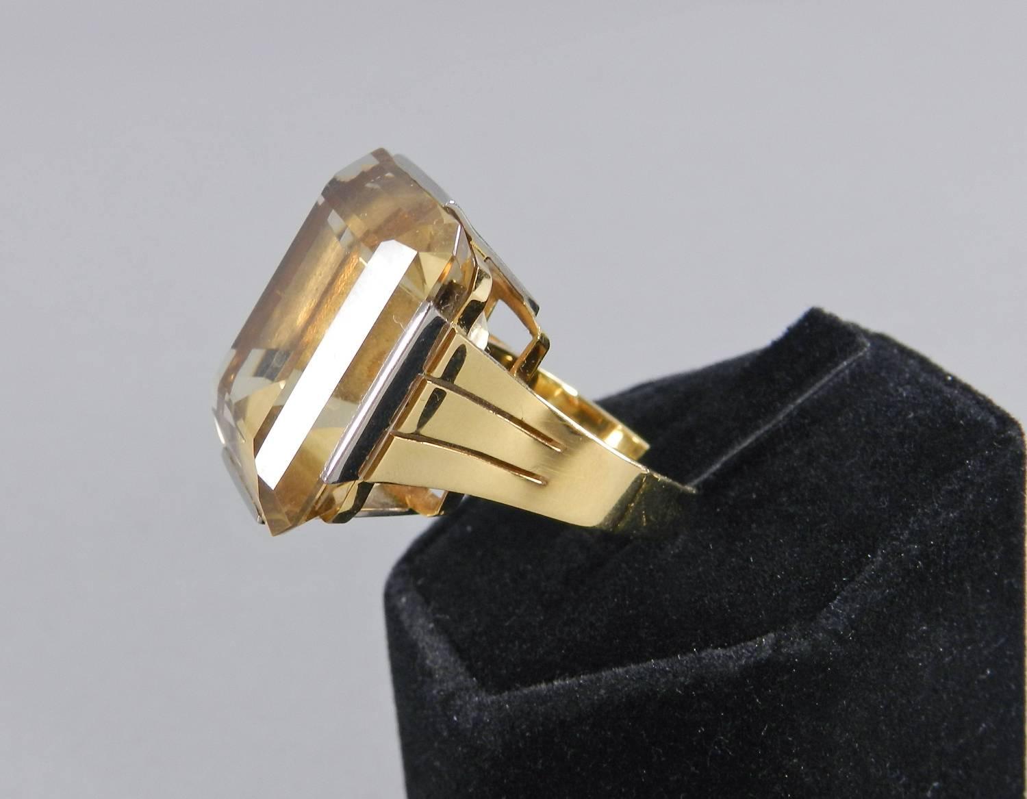 Retro Style Eszeha Smoky Citrine Gold Bracelet and Ring Set For Sale 3