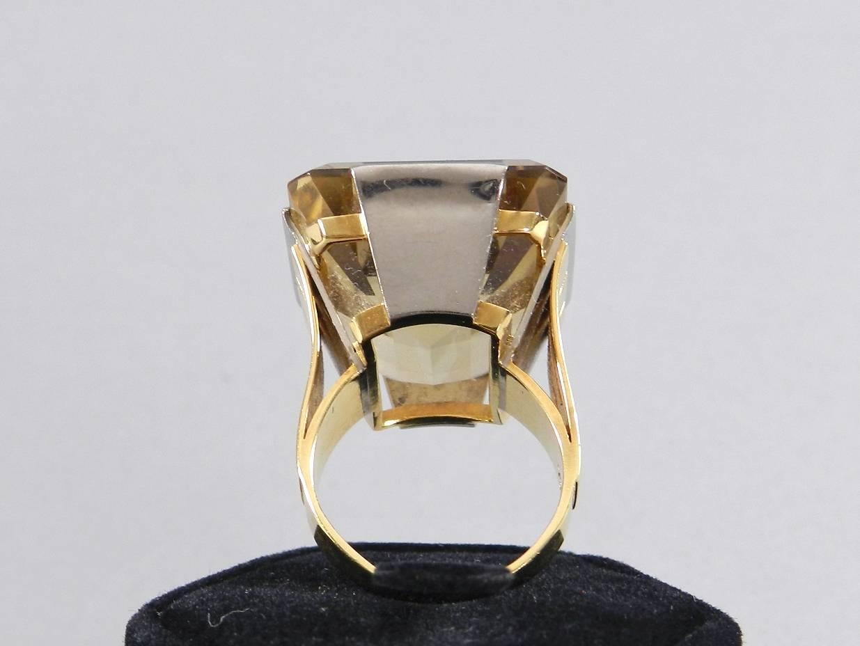 Retro Style Eszeha Smoky Citrine Gold Bracelet and Ring Set For Sale 2