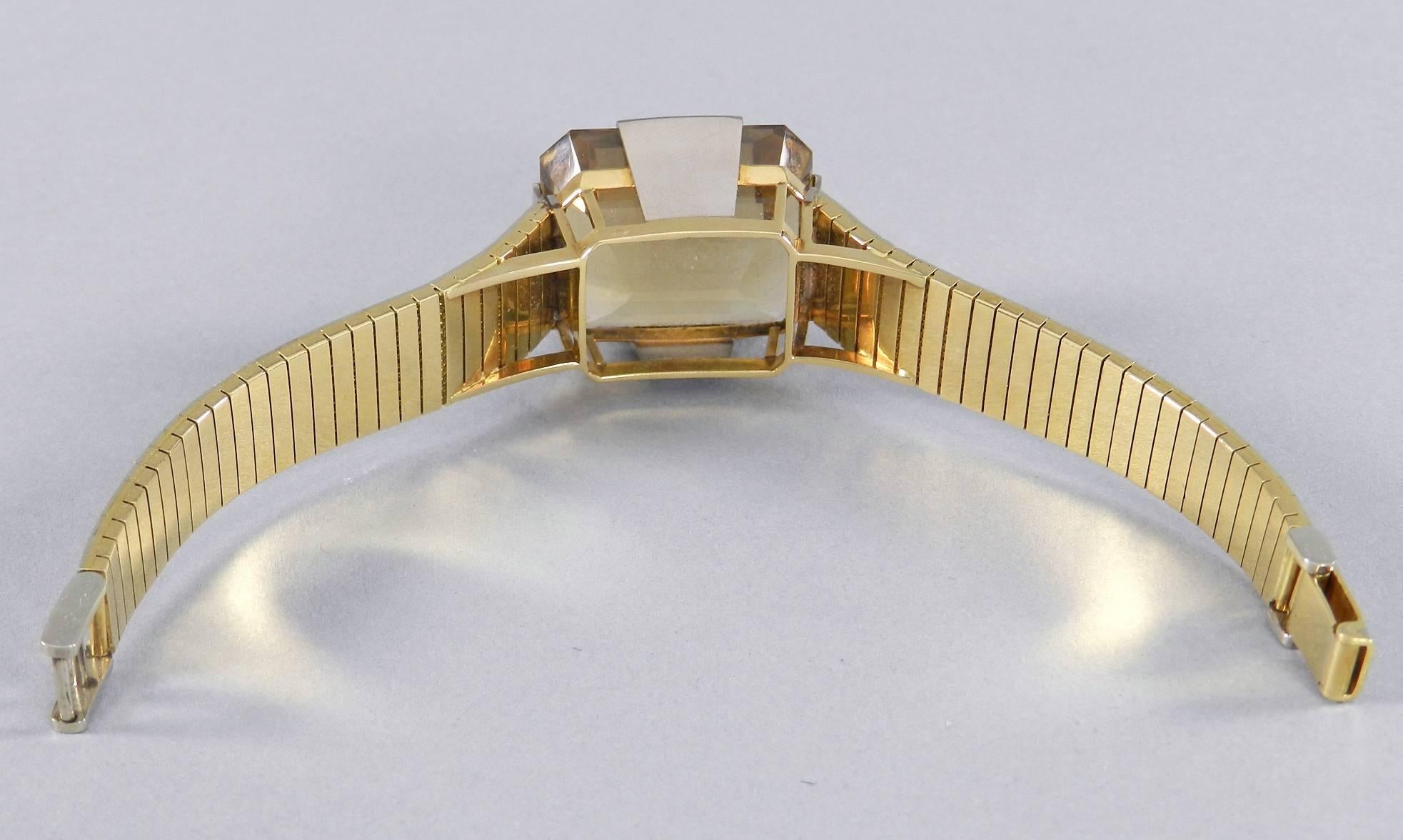 Retro Style Eszeha Smoky Citrine Gold Bracelet and Ring Set For Sale 5