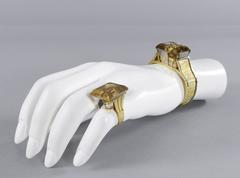 Retro Style Eszeha Smoky Citrine Gold Bracelet and Ring Set