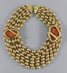 Fred Leighton Carved Amber Bib Gold Bead Rajasthani Necklace