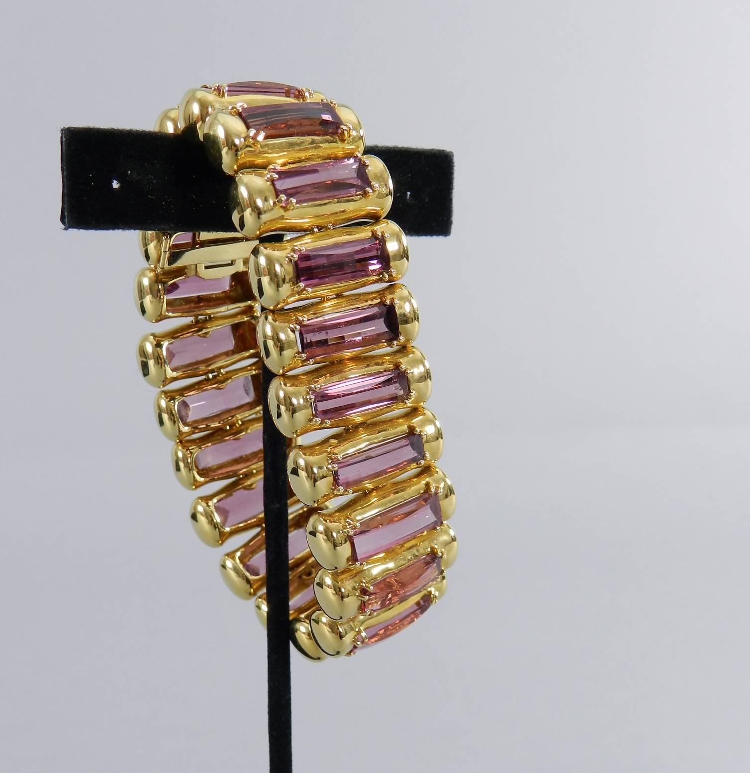 Tony Duquette Amethyst Gold Link Bracelet 3