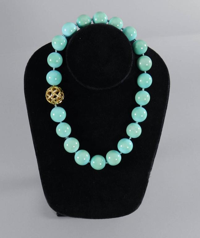 Angela Cummings Turquoise Bead Necklace with Gold Clasp at 1stDibs