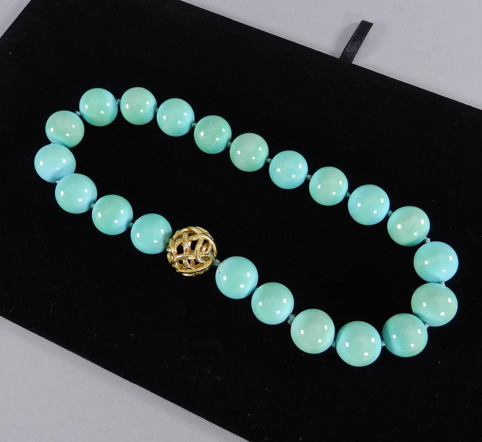 Angela Cummings Turquoise Bead Necklace with Gold Clasp 1