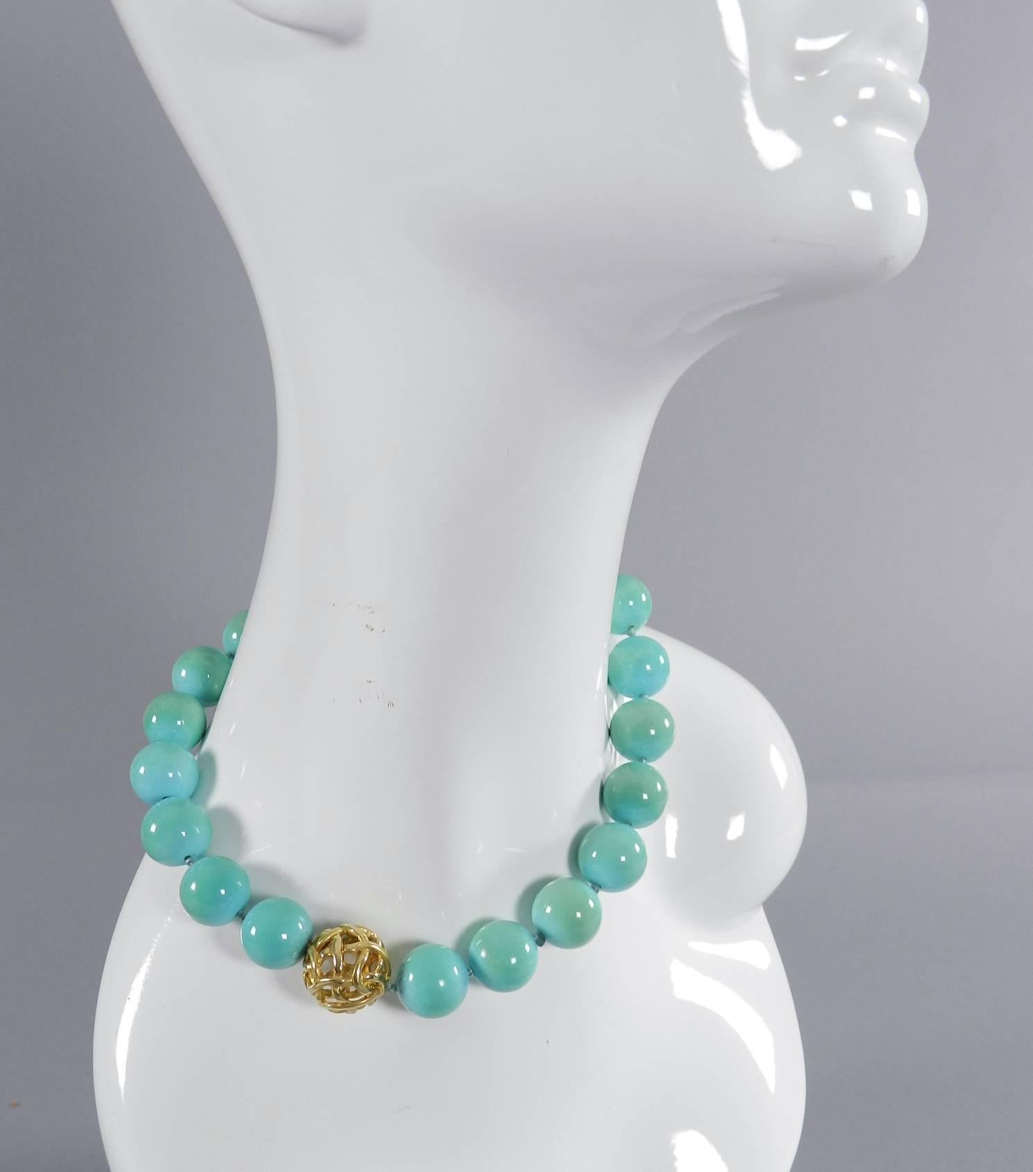 Angela Cummings Turquoise Bead Necklace with Gold Clasp 2