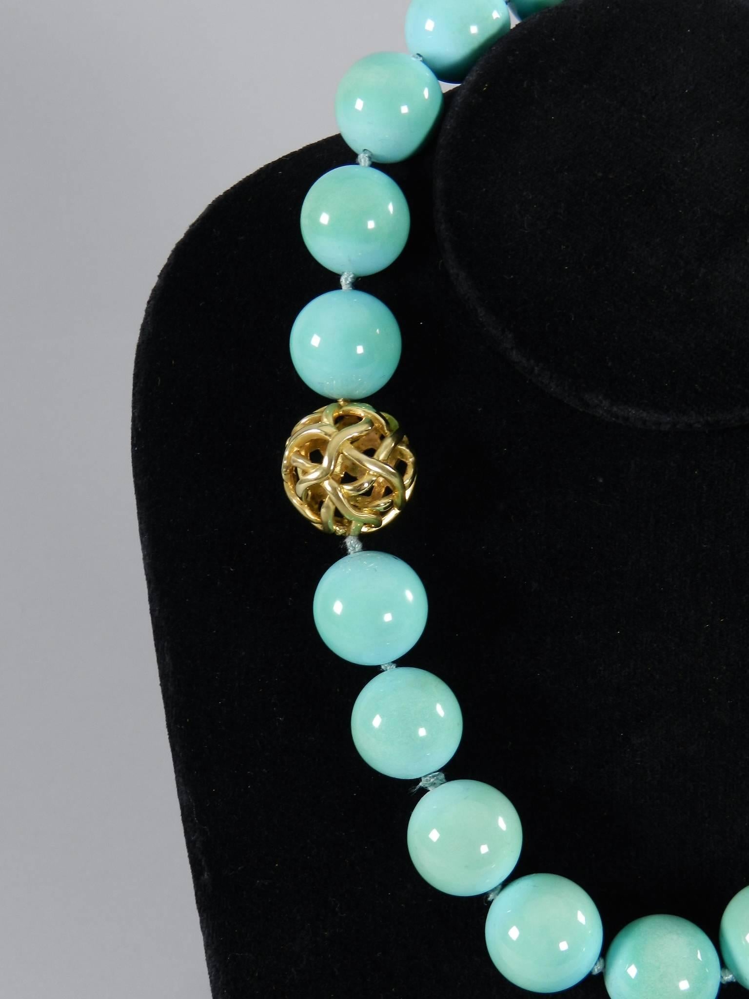Angela Cummings Turquoise Bead Necklace with Gold Clasp 3