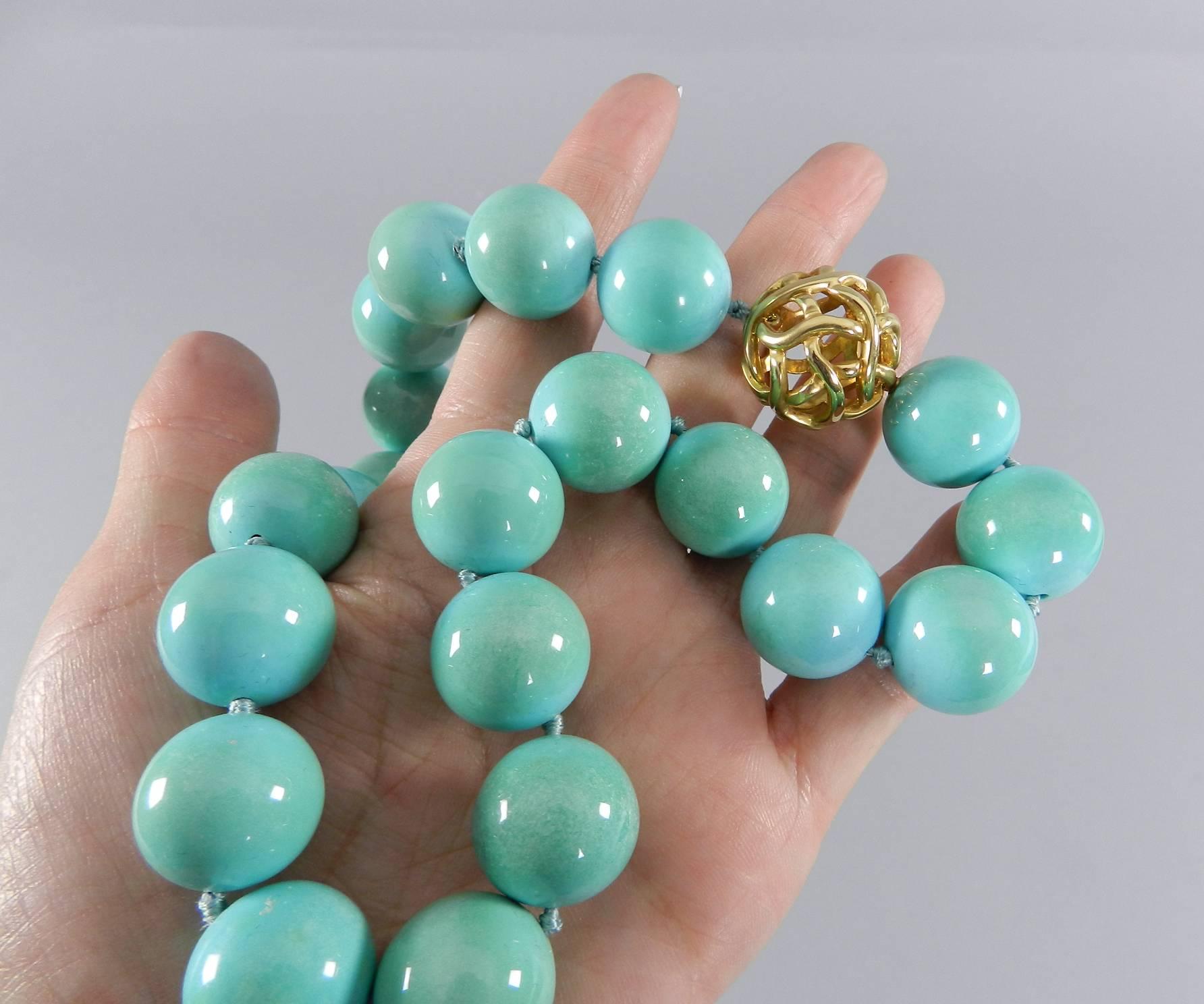 Angela Cummings Turquoise Bead Necklace with Gold Clasp 4