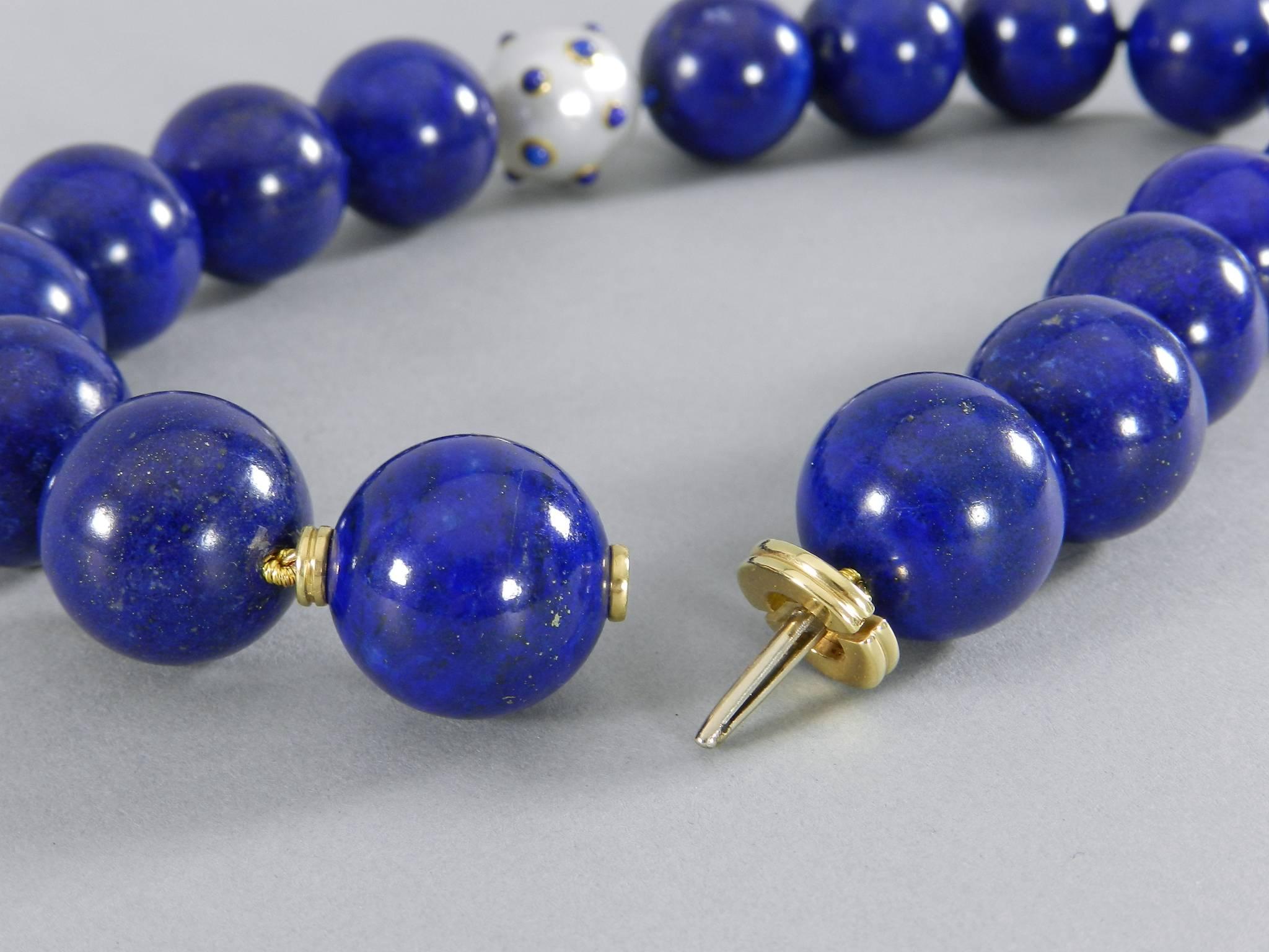 Angela Cummings Lapis Lazuli Pearl Gold Beaded Necklace with Verdura Beads 3