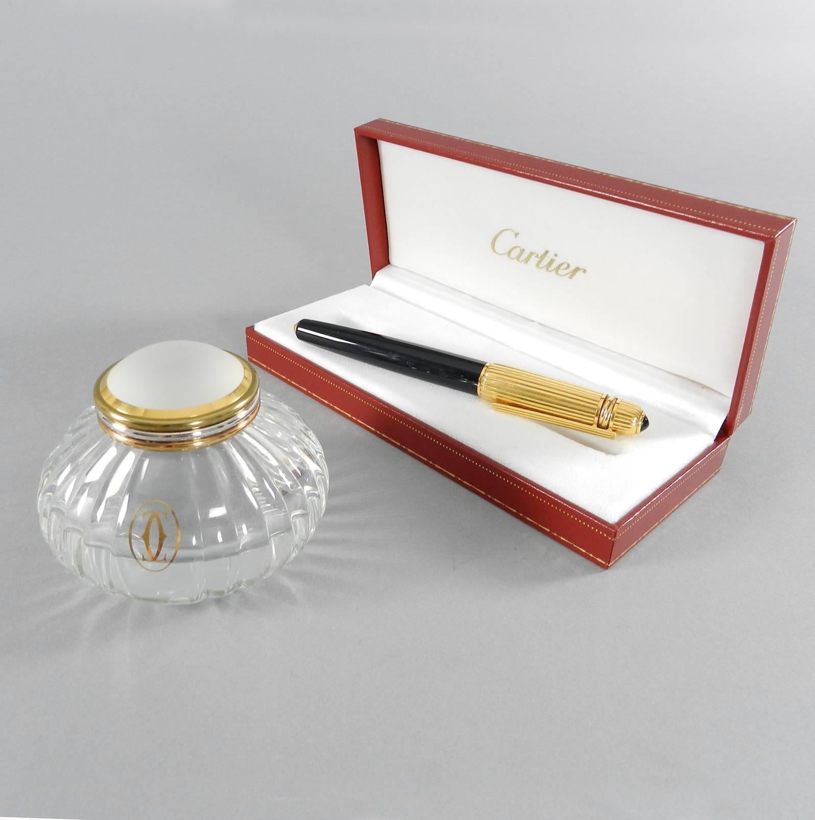 Pasha de Cartier Fountain Pen with Inkwell dated 1989 3