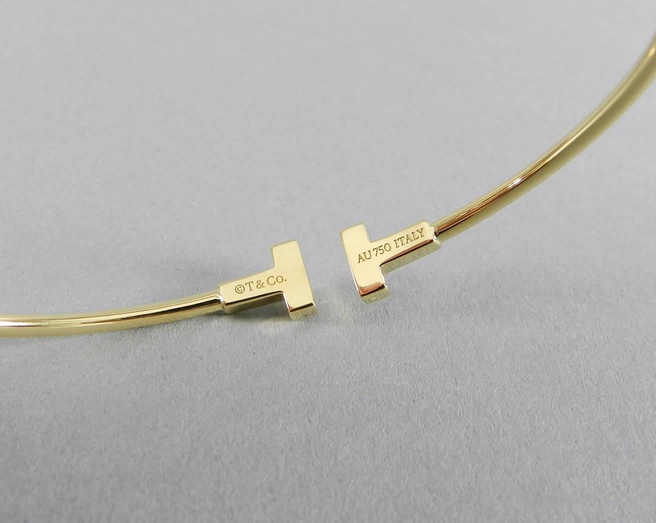 Tiffany & Co. Narrow Gold T Wire Bracelet 1