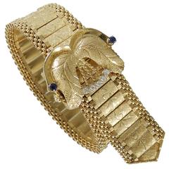 Sapphire Diamond Gold Clasped Bracelet