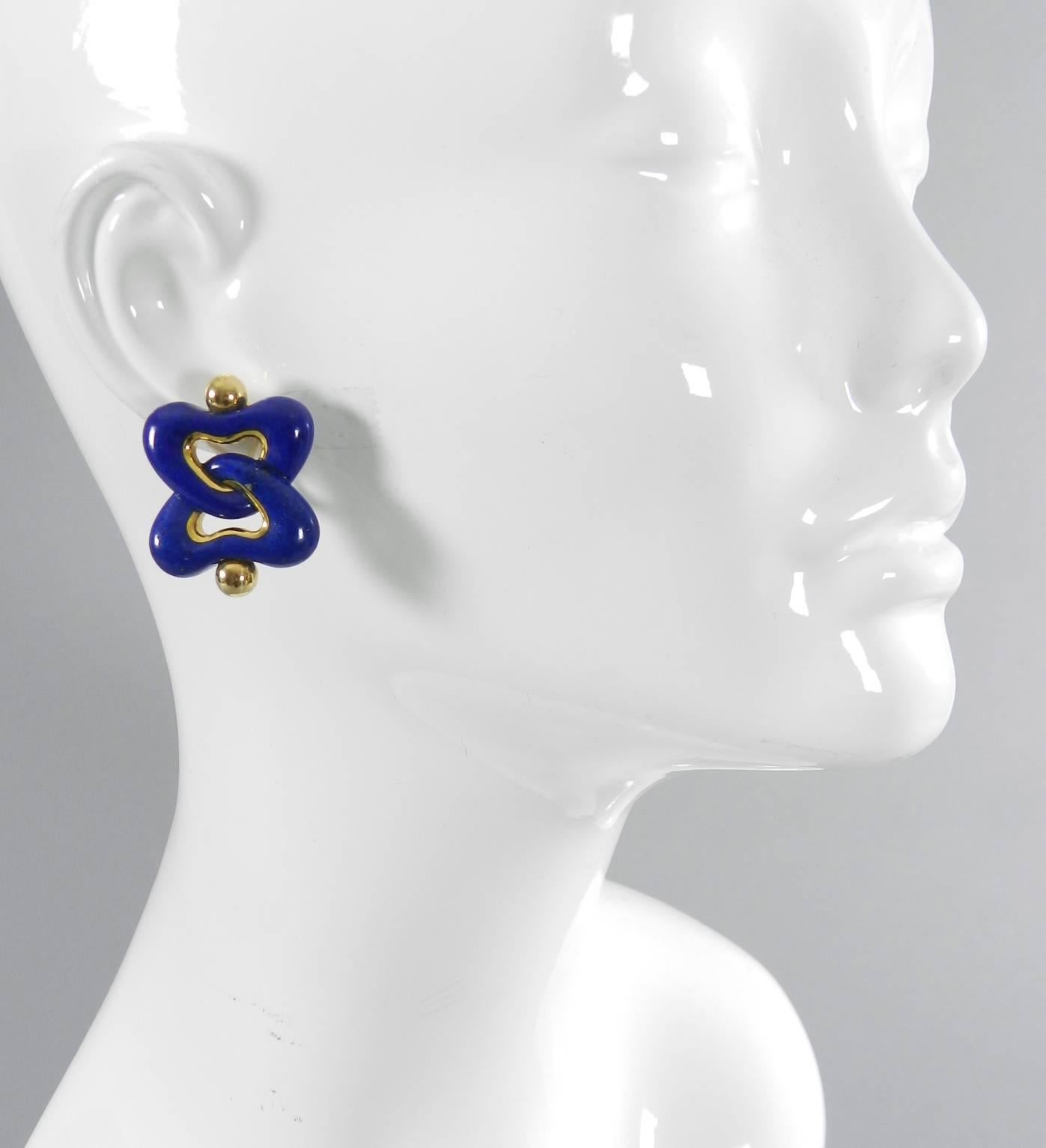 Women's Angela Cummings Lapis Lazuli Gold Clip Earrings