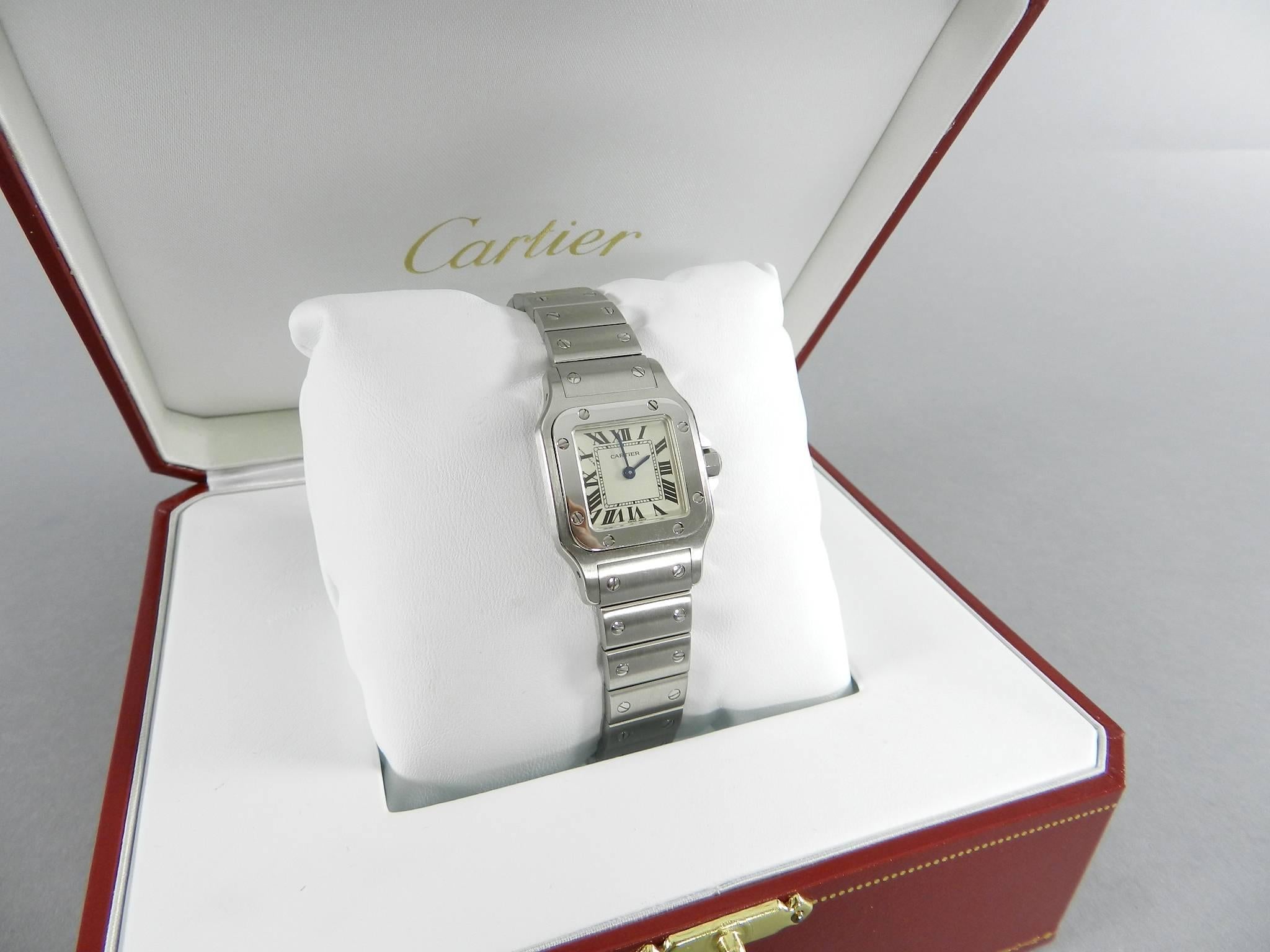 Cartier Ladies Stainless Steel Santos Galbee Wristwatch In Excellent Condition In Toronto, Ontario