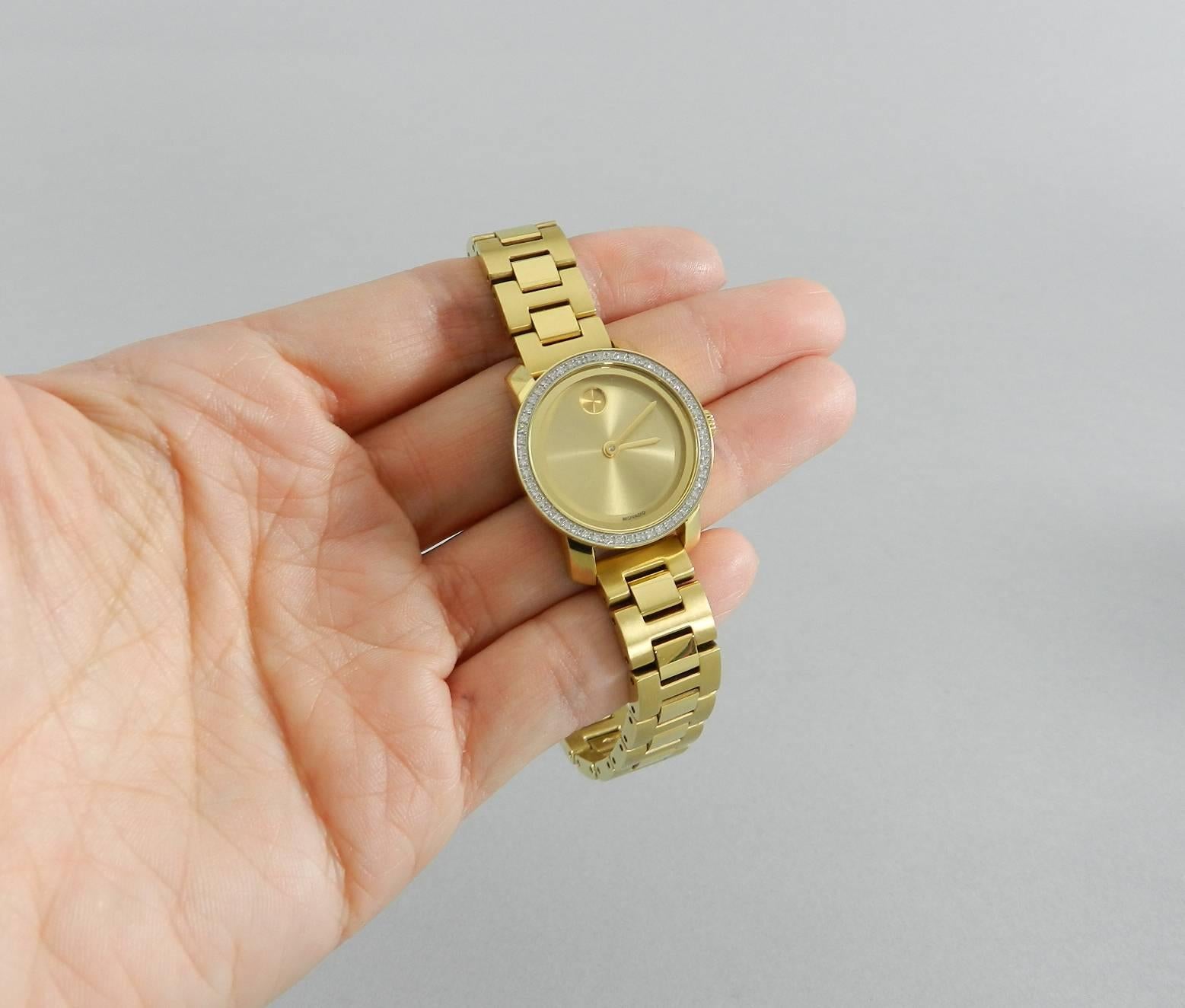 Women's Movado Bold Ladies Gold Stainless Watch with Diamonds