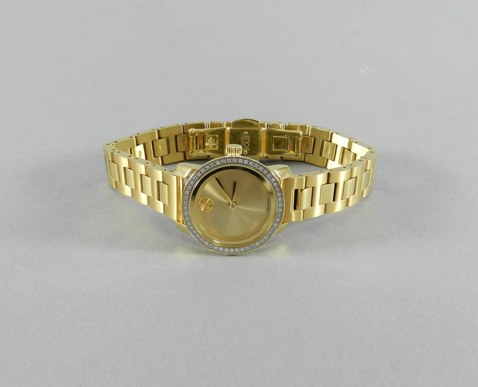 Movado Bold Ladies Gold Stainless Watch with Diamonds 2