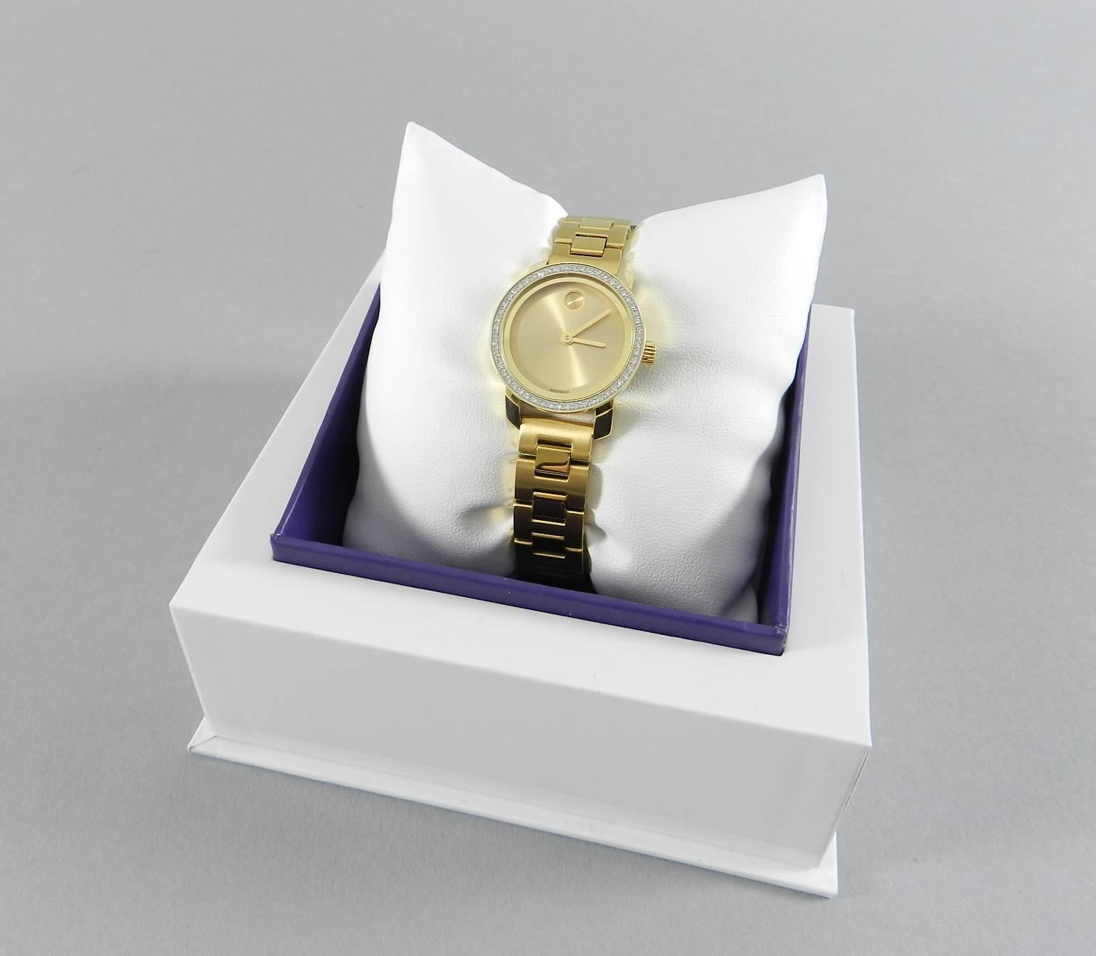 Movado Bold Ladies Gold Stainless Watch with Diamonds 3