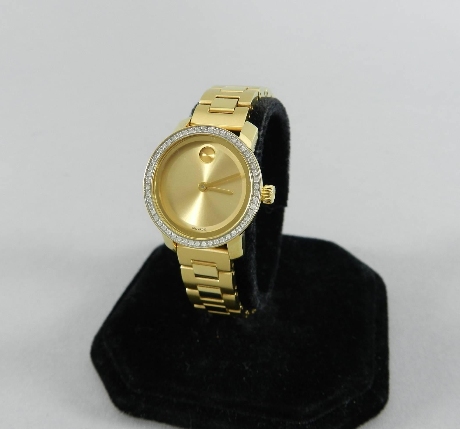 Movado Bold Ladies Gold Stainless Watch with Diamonds 6