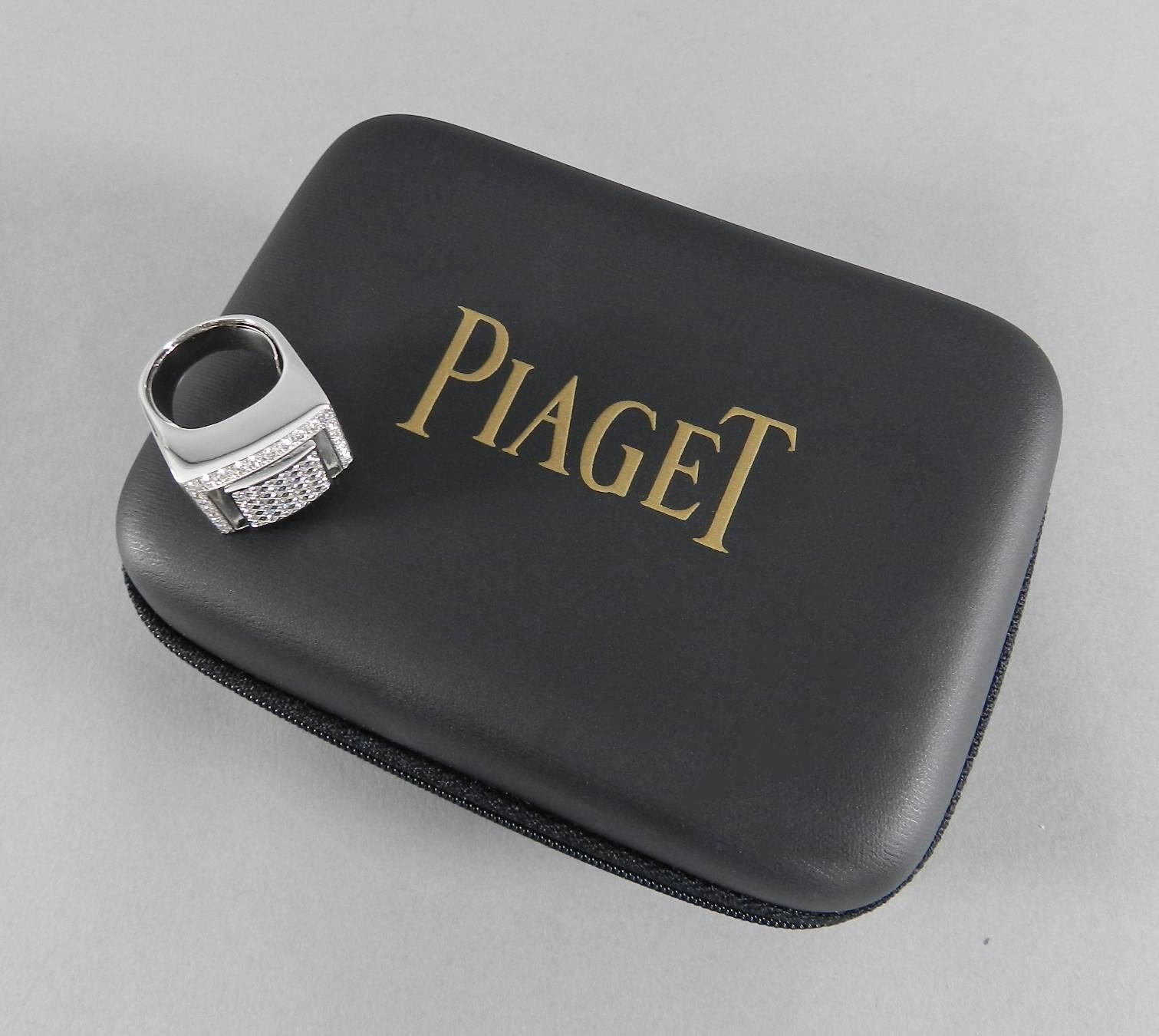 Piaget Limelight limited edition rare watch ring.  Orginal retail price was $31,500 USD (as shown in photo from the New York Times T Magazine in 2012).

Unique flip design with watch face on one side and diamond face on the other.  Hinged diamond