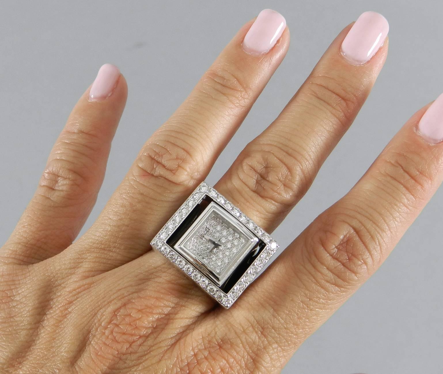 Piaget Limelight White Gold and Diamond Reversable Watch Ring In Excellent Condition In Toronto, Ontario