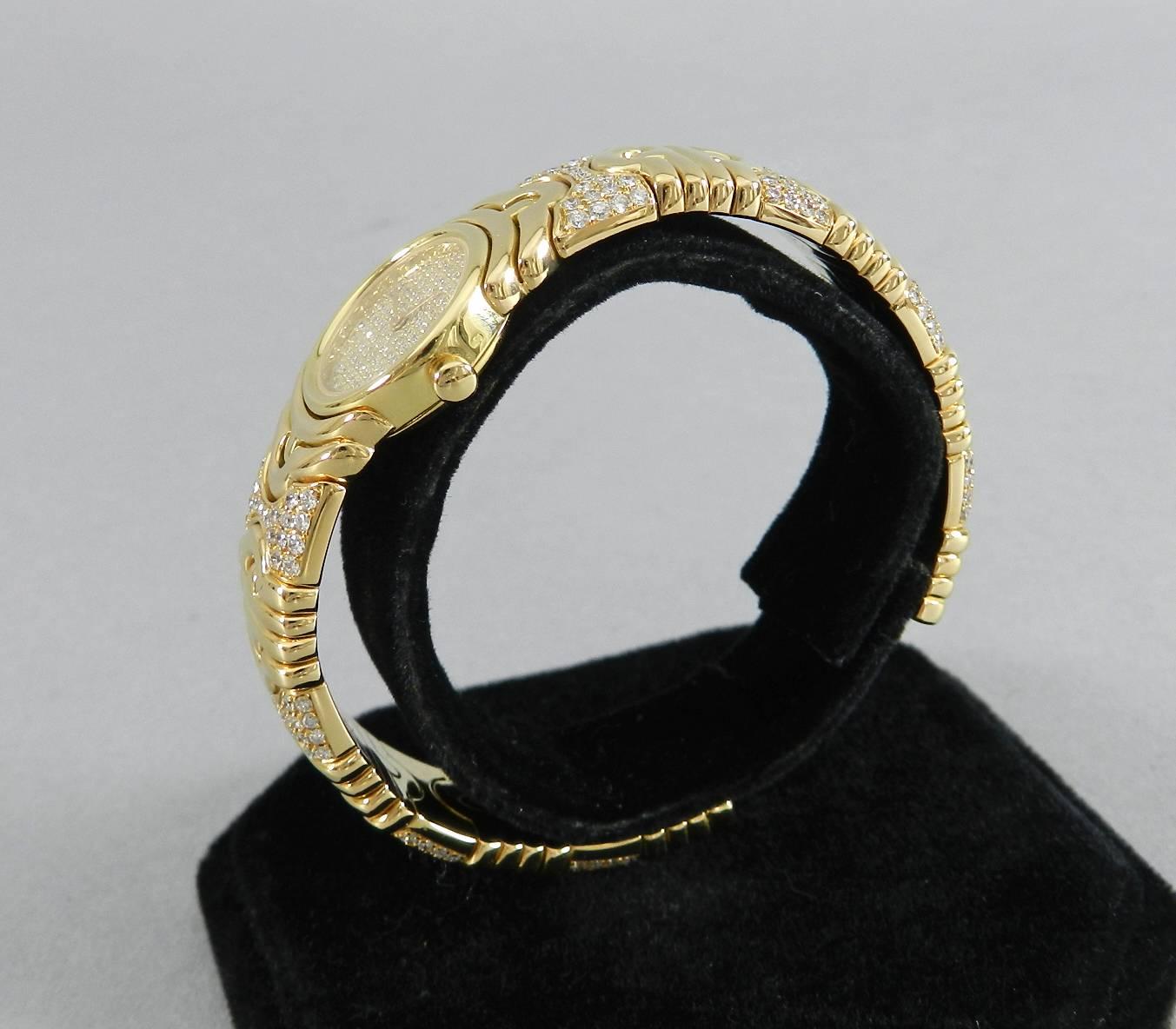 Bulgari Ladies Yellow Gold Diamond Parenthesis Quartz Bangle Wristwatch, c1993 2