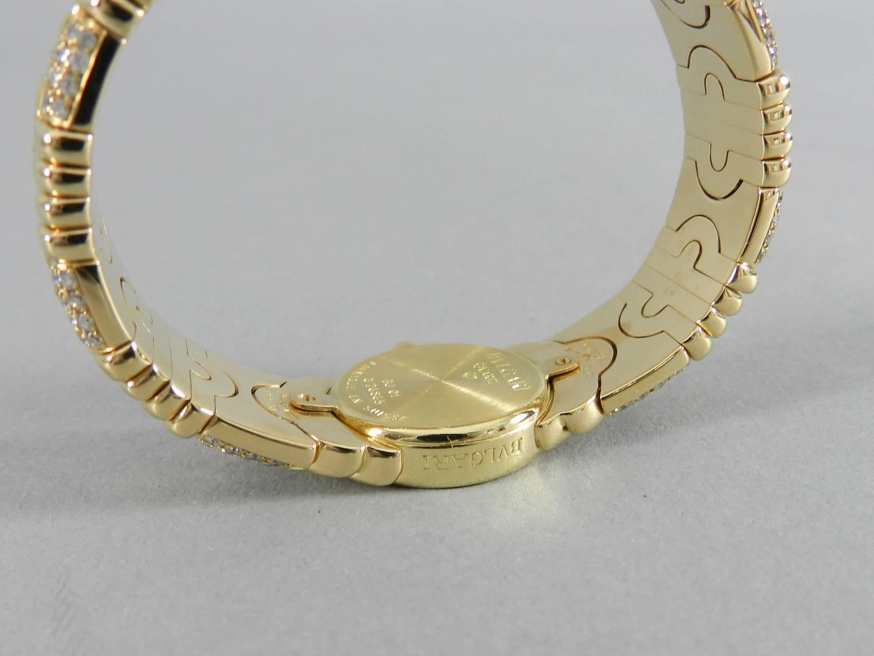 Bulgari Ladies Yellow Gold Diamond Parenthesis Quartz Bangle Wristwatch, c1993 4